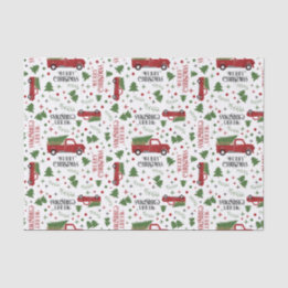 Papel De Seda Árvore de Natal Vintage Red Truck