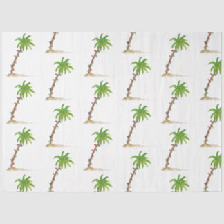 Papel De Seda Árvore de Palma de Natal Aquarela Tropical