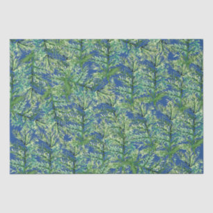 Papel De Seda Árvore de Pinheiro de Inverno Aquarela Pintada à M