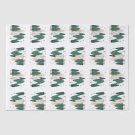 Papel De Seda Árvore de Pinheiros de Natal Verde e Coral