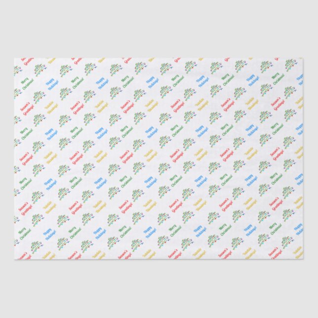 Papel De Seda Árvore Elegante "Feliz Natal" e Xmas personalizada (Frente )