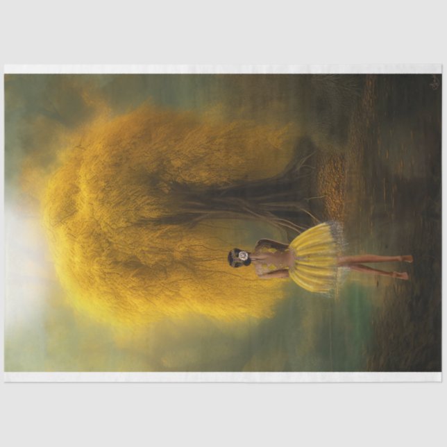 Papel De Seda Árvore etérea, Ballerina em pé, Amarelo vibrante (Frente )