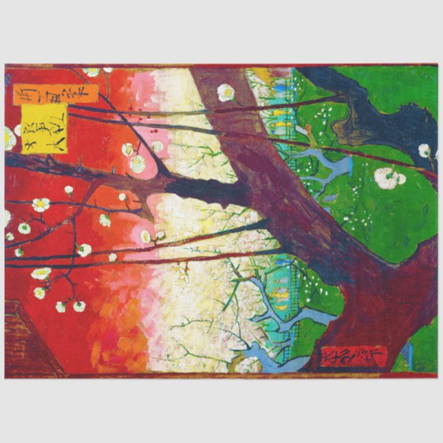 Papel De Seda Árvore florescente de ameixa (após Hiroshige), Van (Frente )