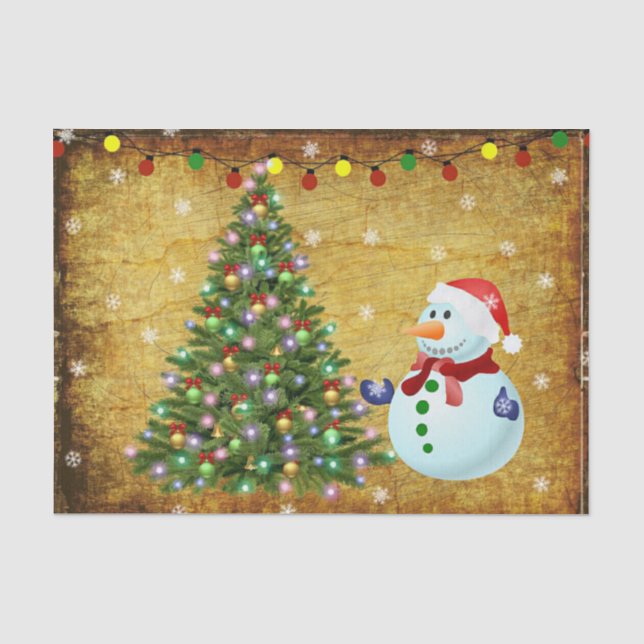 Papel De Seda Árvore Natal Snowman (Frente )