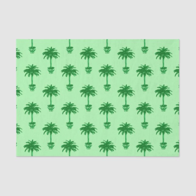 Papel De Seda Árvore Palm Potente em Esmeralda e Verde Claro (Frente )