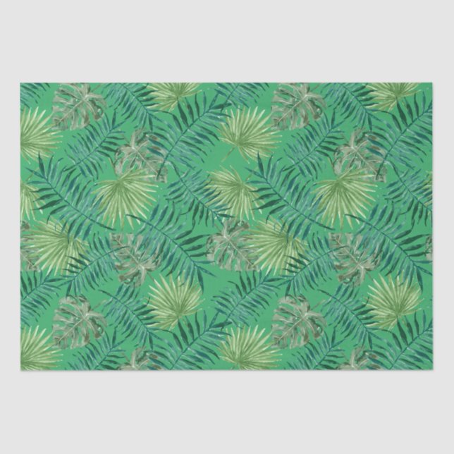 Papel De Seda Árvore Tropical Palm deixa verde padrão (Frente )