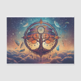 Papel De Seda Árvore Universal da Vida, nas Nuvens