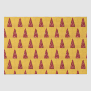 Papel De Seda Árvore Vermelha Elegante de Natal Dourado e feliz