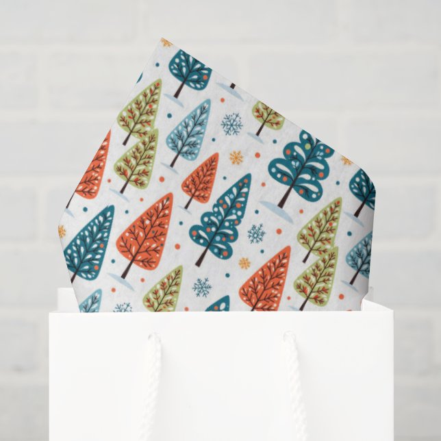 Papel De Seda Árvores Coloridas (Sacola de presentes)