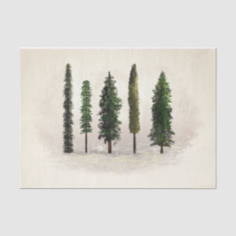 Papel De Seda Árvores da Floresta Verde Vintage Casamento Rústic