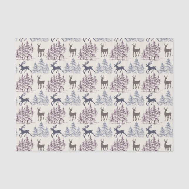 Papel De Seda Árvores de Inverno e Cervos Selvagens (Frente )
