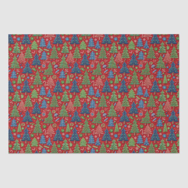 Papel De Seda Árvores de Natal (Frente )