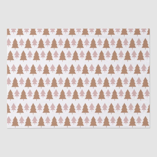 Papel De Seda Árvores de Natal Boho Terracota Rosa Branco Feriad (Frente )