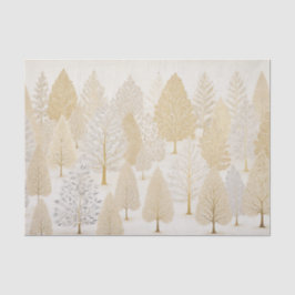 Papel De Seda Árvores de Natal Brancas Douradas