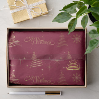 Papel De Seda Árvores de Natal Clássicas Elegantes Douradas Burg