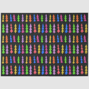 Papel De Seda Árvores de Natal Coloridas em Preto