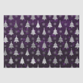 Papel De Seda Árvores de Natal com Bokeh Roxo e Folha de Prata