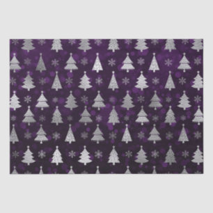 Papel De Seda Árvores de Natal com Bokeh Roxo e Folha de Prata