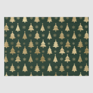 Papel De Seda Árvores de Natal com Folha Dourada e Verde