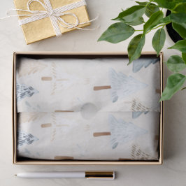 Papel De Seda Árvores de Natal de Creme Azul