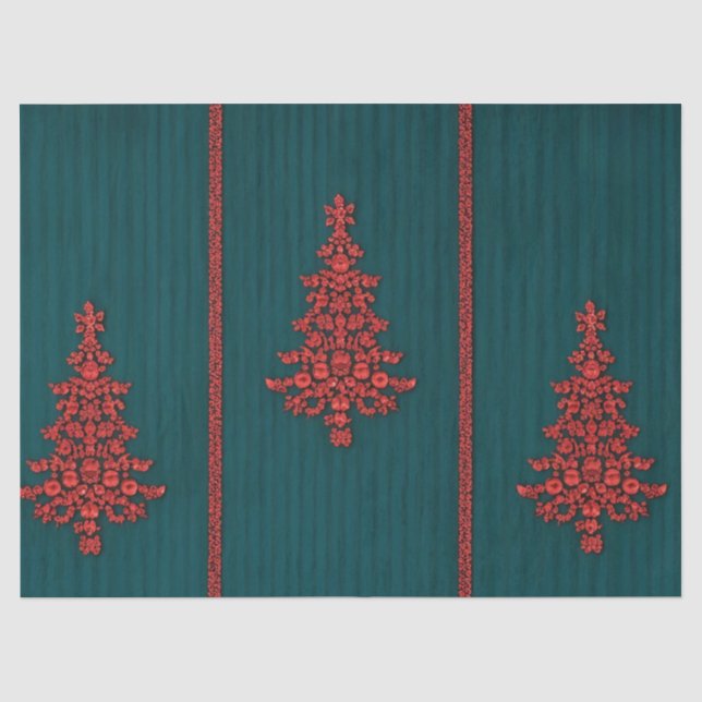 Papel De Seda Árvores de Natal de Cristal Azul e Vermelho (Frente )