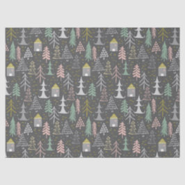 Papel De Seda Árvores de Natal e Casas Cor-de-rosa Amarelo