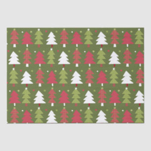 Papel De Seda Árvores de Natal e Flocos de Neve com Suporte Verd