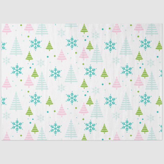 Papel De Seda Árvores de Natal Flocos de Neve Natal Branco Natal (Frente )