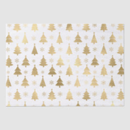 Papel De Seda Árvores de Natal Folheadas de Branco e Dourado