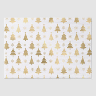 Papel De Seda Árvores de Natal Folheadas de Branco e Dourado