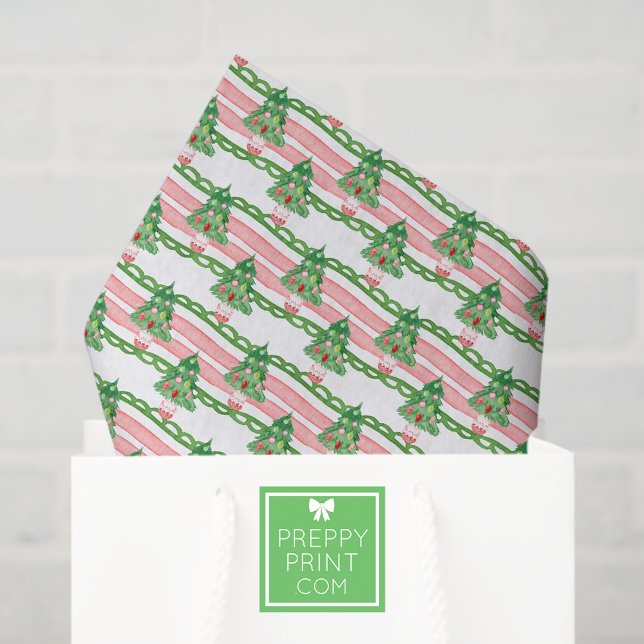 Papel De Seda Árvores de Natal Listradas com Aquarela Caprichosa (Criador carregado)