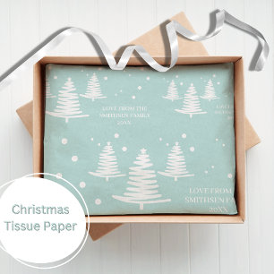 Papel De Seda Árvores de Natal Mint White Minimalistas