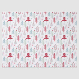 Papel De Seda Árvores de Natal multicoloridas em branco