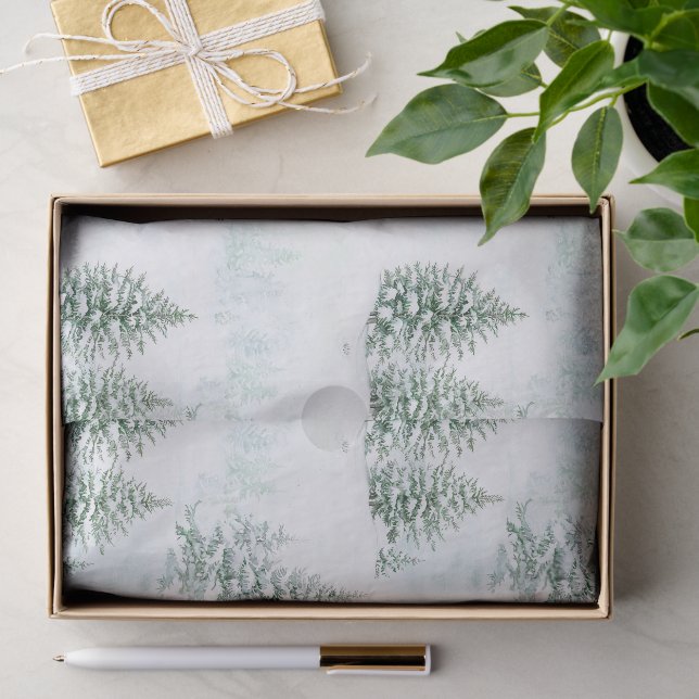 Papel De Seda Árvores de Natal na Neve Inverno   (Presente)