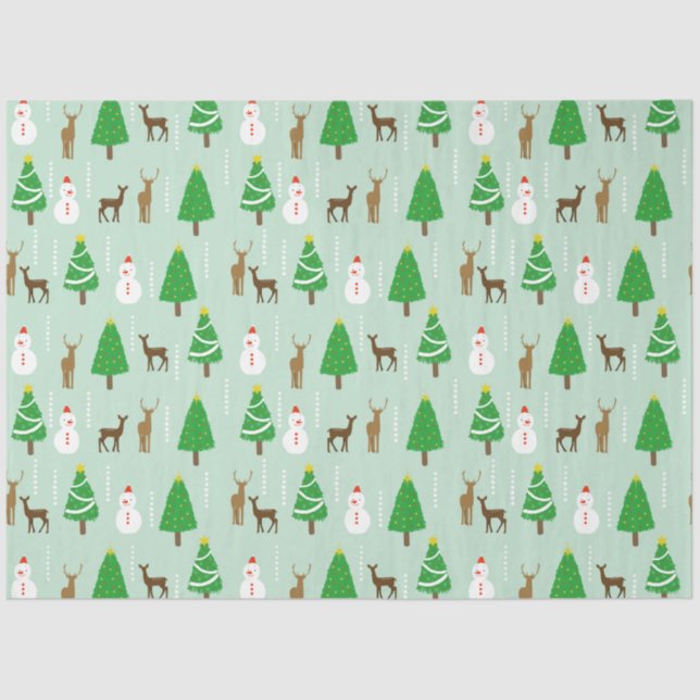 Papel De Seda Árvores de Natal Neves Reindeers Neve (Frente )
