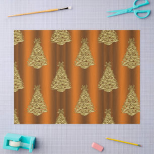 Papel De Seda Árvores de Natal ouro em Laranja