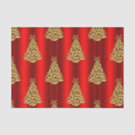 Papel De Seda Árvores de Natal ouro em Vermelho