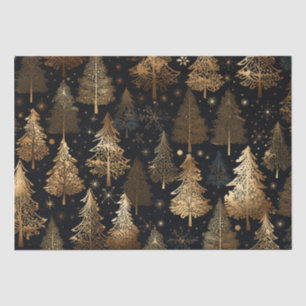 Papel De Seda Árvores de Natal Pretas e Douradas