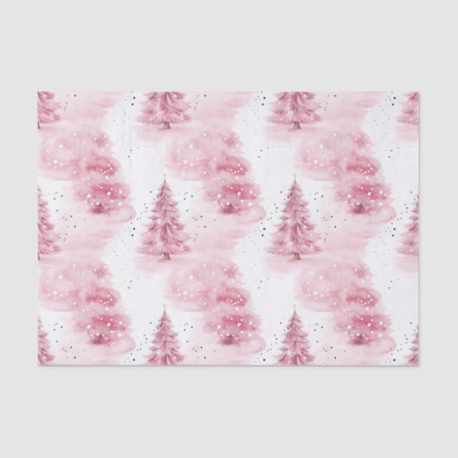 Papel De Seda Árvores de Natal Rosa (Frente )