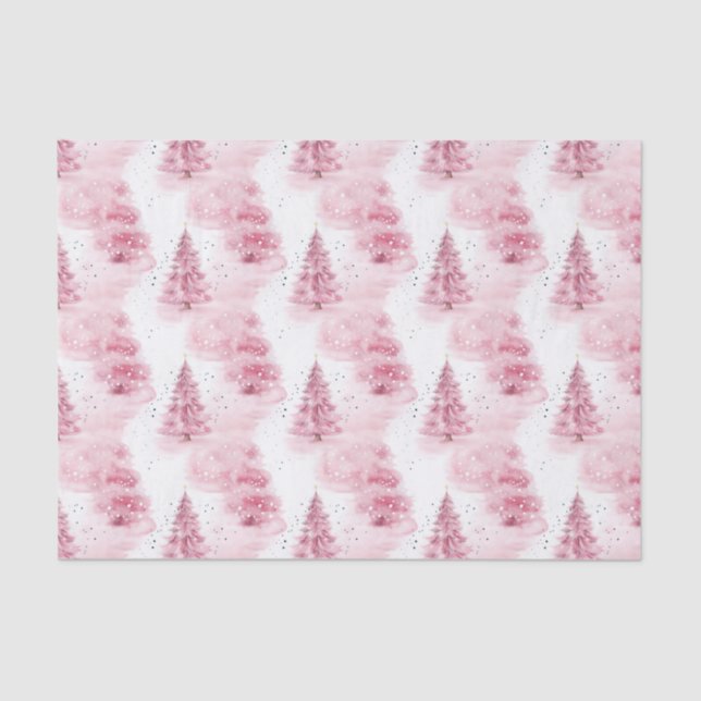 Papel De Seda Árvores de Natal Rosa (Frente )