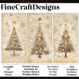 Papel De Seda Árvores de Natal Shabby Chic Creme AM1 Decoupage