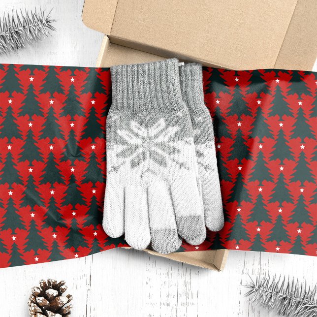 Papel De Seda Árvores de Natal Verde Escuro em Vermelho (Criador carregado)
