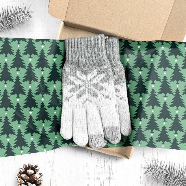 Papel De Seda Árvores de Natal Verdes Escuras em Verde (Criador carregado)