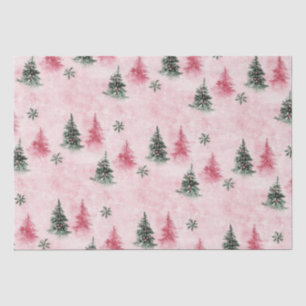 Papel De Seda Árvores de Natal Verdes Rosa