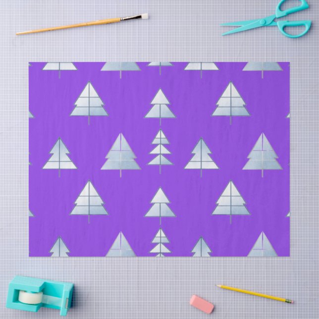 Papel De Seda Árvores de Neve Elegante Inverno (Arte )