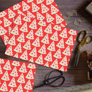 Papel De Seda Árvores de Palavras de Natal Vermelhas e Brancas