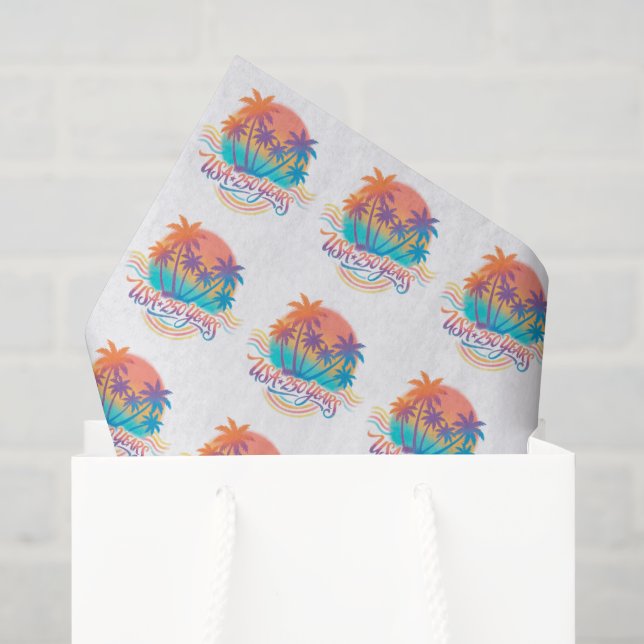 Papel De Seda Árvores de Palma do 250º aniversário dos EUA (Sacola de presentes)