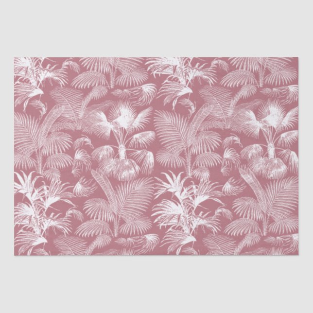 Papel De Seda Árvores de Palma Tropicais Modernas Rosa Branco Do (Frente )