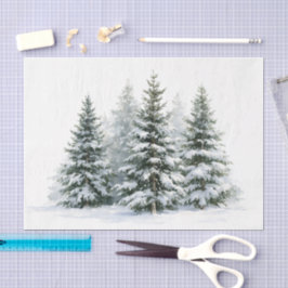 Papel De Seda Árvores de Pinheiro de Inverno