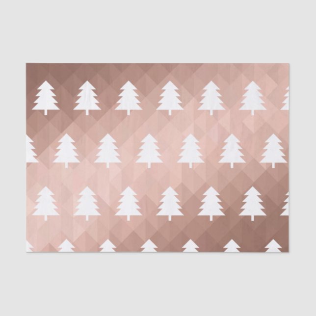 Papel De Seda Árvores de xmas geométricas de rosa mínimo (Frente )
